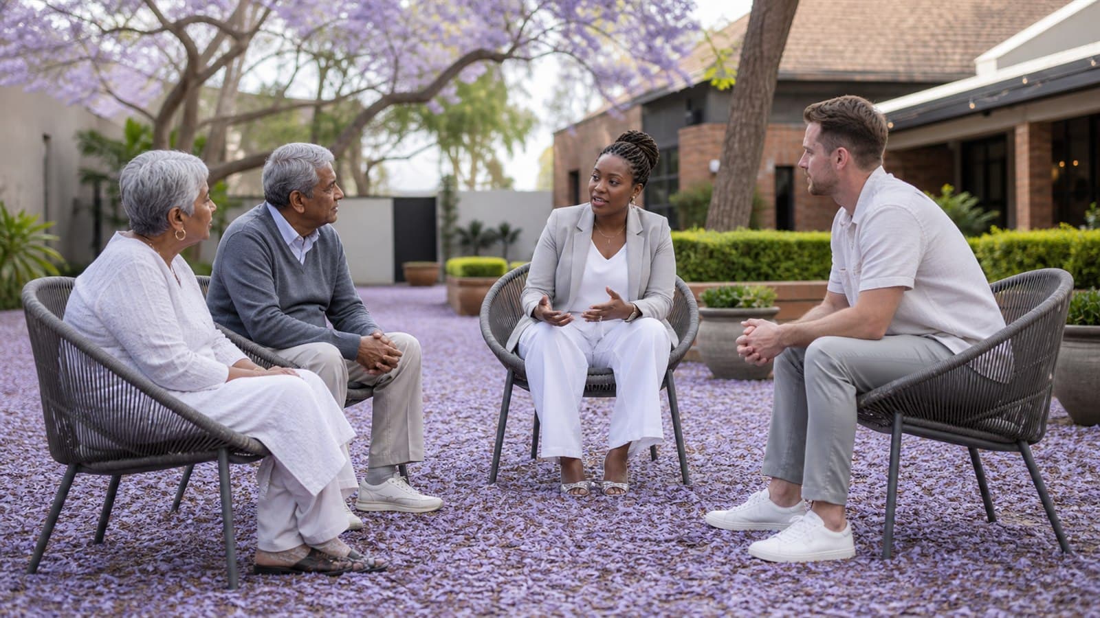 Stokvel committee and member having a calm documented dispute-resolution meeting