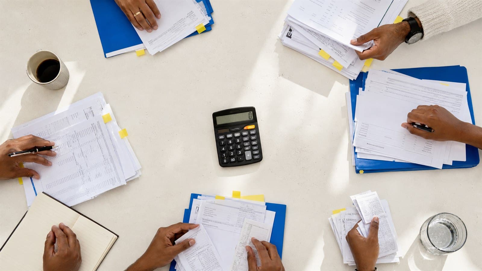 South African stokvel members reviewing annual tax records and an account statement